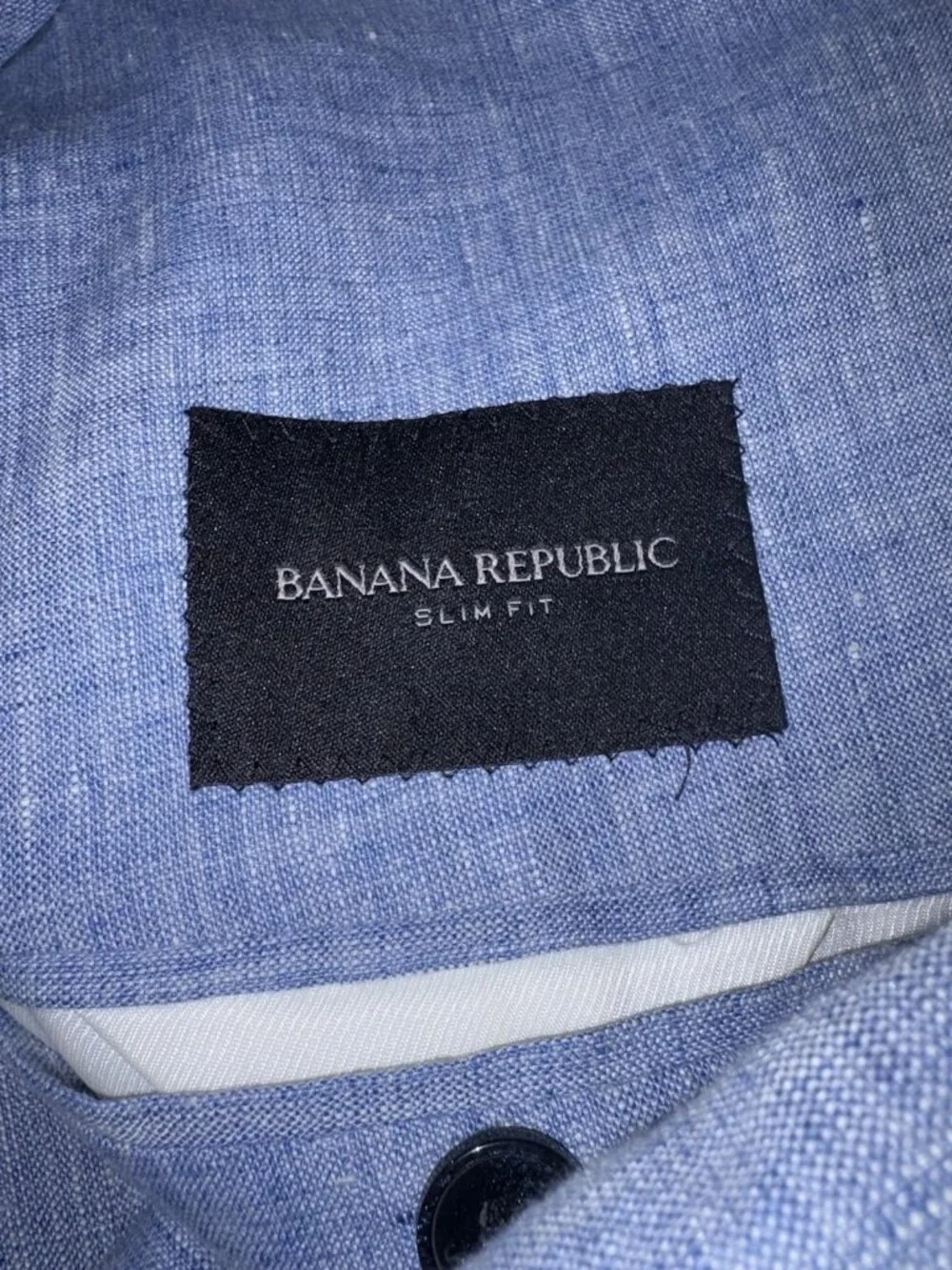 Banana Republic Blue Sport Coat Jacket Men 40 R Slim Fit 100 % Linen Blazer